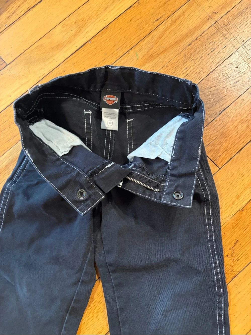 Harley-Davidson Kids Black Denim Jeans Pants. Pink Stitching on Logo. Sz 4T
